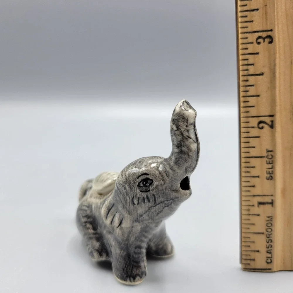 Miniature Ceramic Elephant Figurine With Lid Home Shelf Decor 2.25